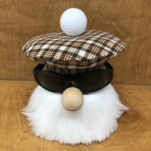 Golf Gnome Scottish Tam Brown Plaid Pro Ball Sunglasses Gift Sports Gift - Picture 3 of 3